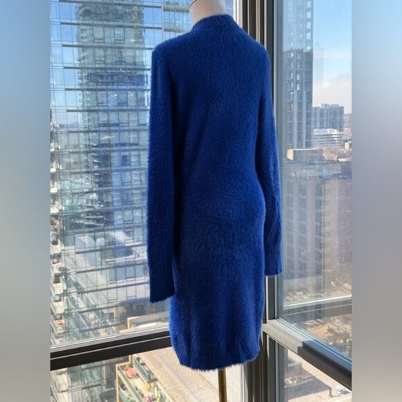 🆕 VERSACE JEANS COUTURE 🧿 NWOT Royal Blue Faux Fur Knit Dress, Buttons - Sz XL - Picture 7 of 16